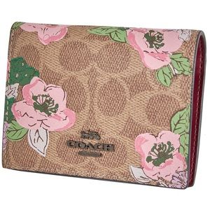 Coach Signature Canvas Small Wallet Blossom Print